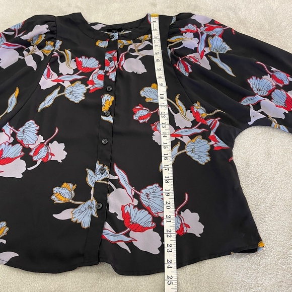 Black Floral Sheer Blouse Size Small - Picture 10 of 12